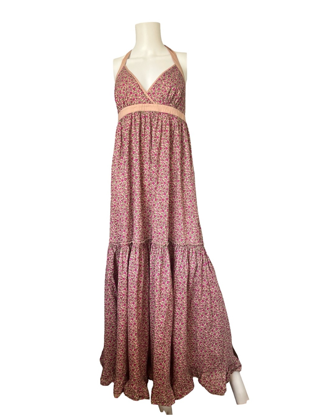 Vintage Moda International Maxi Halter Dress Floral Bohemian Womens Size Large